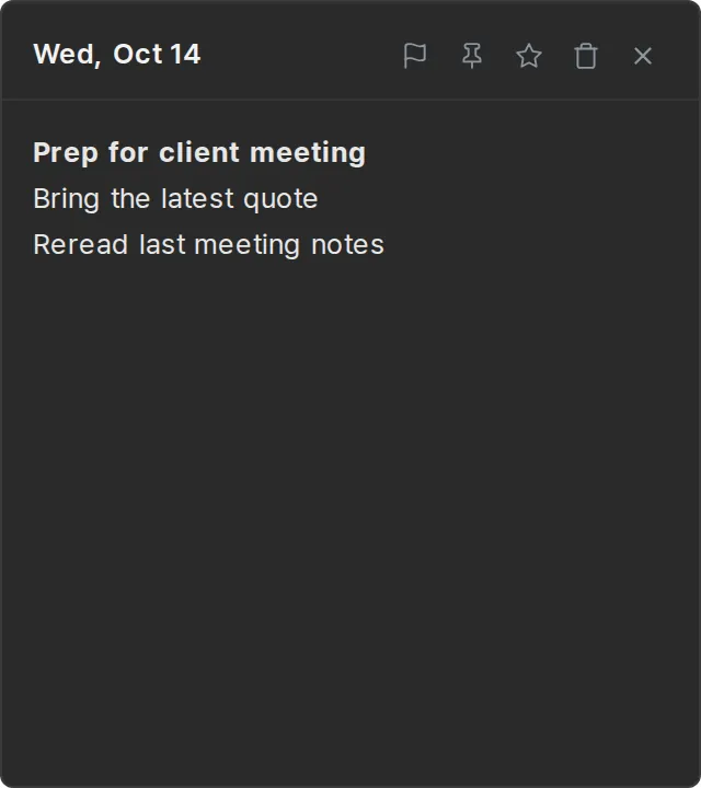 A new sticky note window on PC